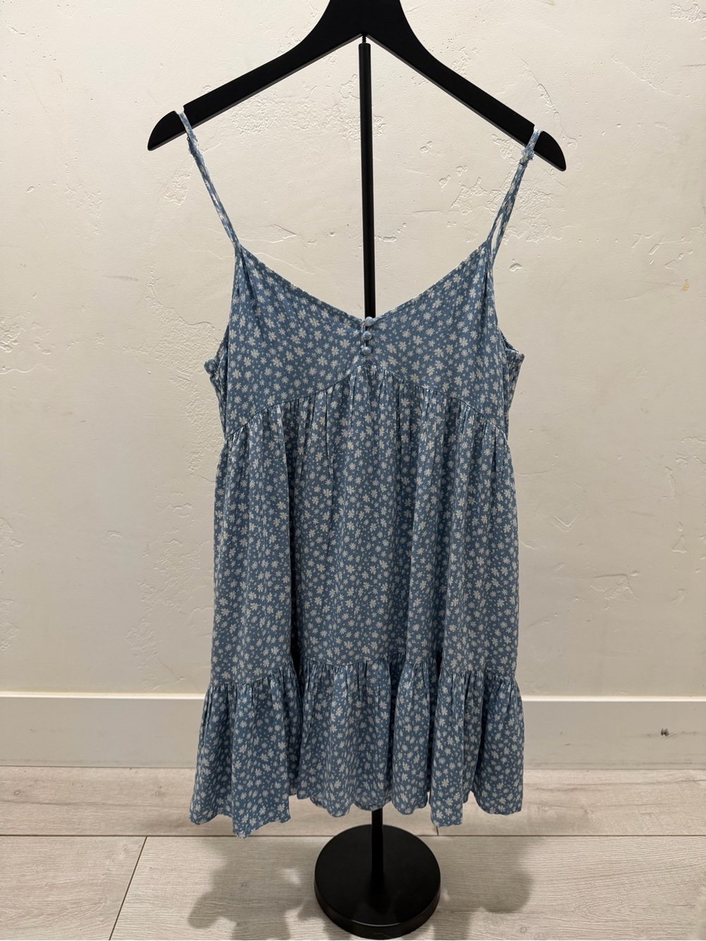 Dress Forum Blue Floral Babydoll Tank Dress S – Flowy Ruffle Hem